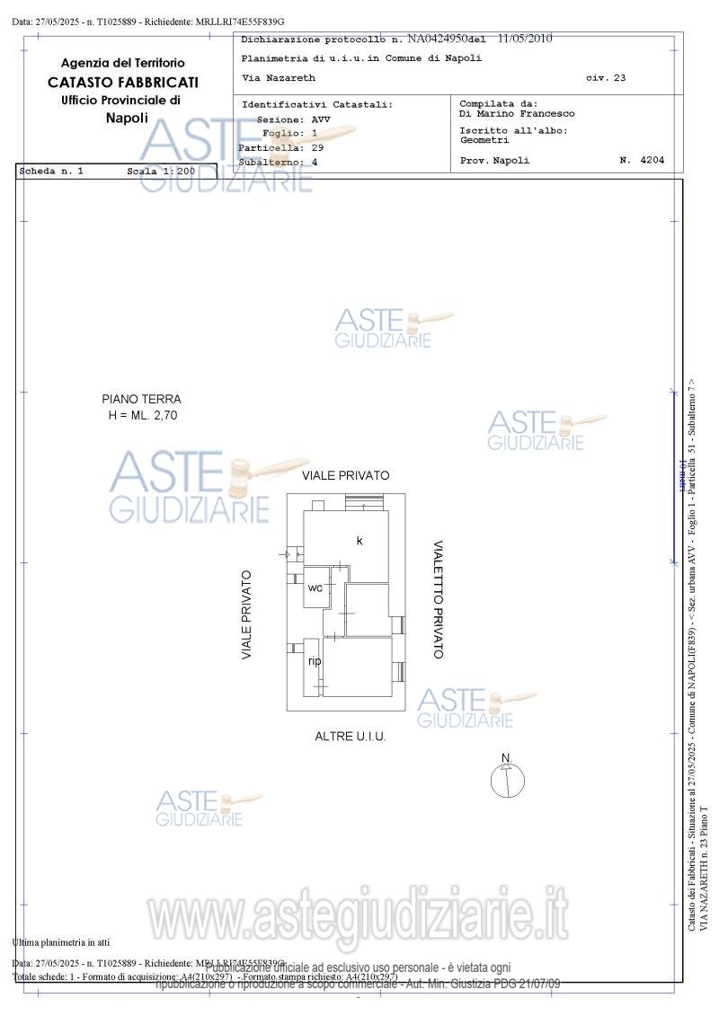 Planimetria del bene