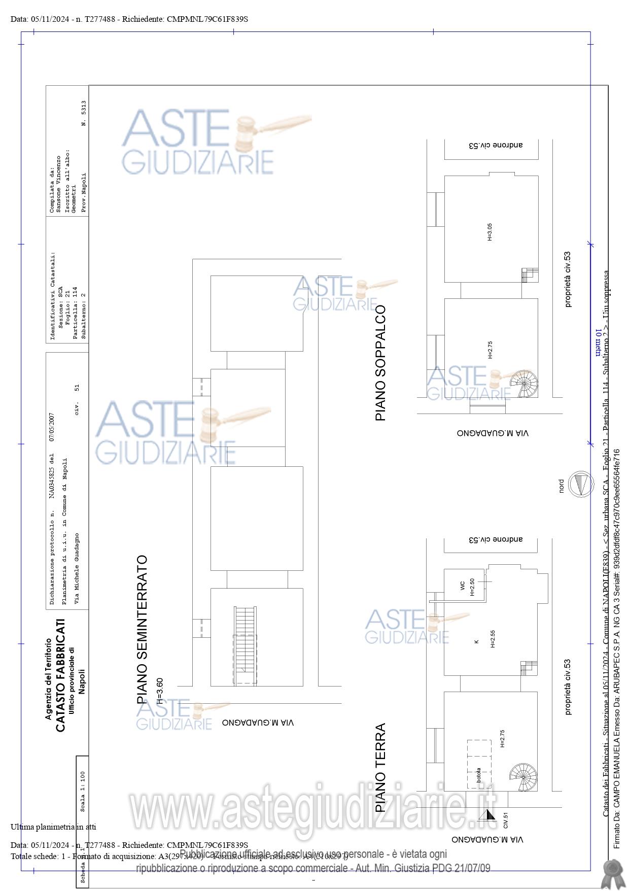 Planimetria del bene