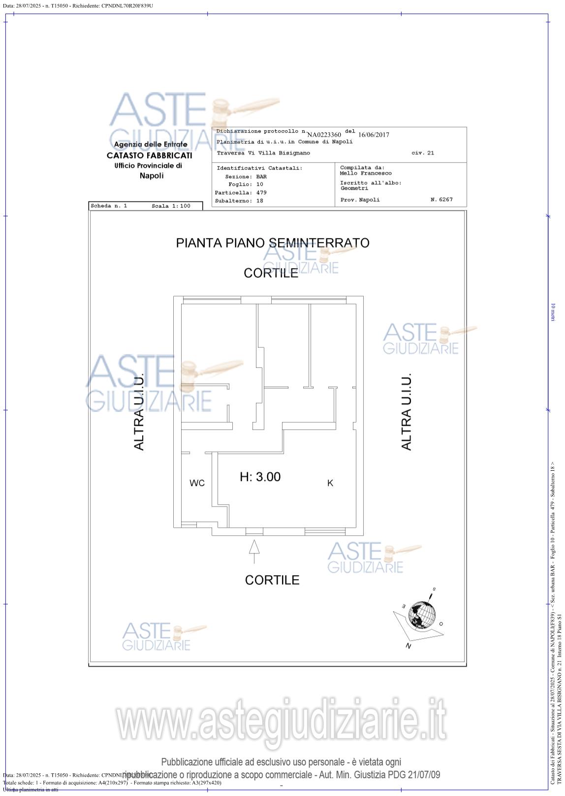 Planimetria del bene