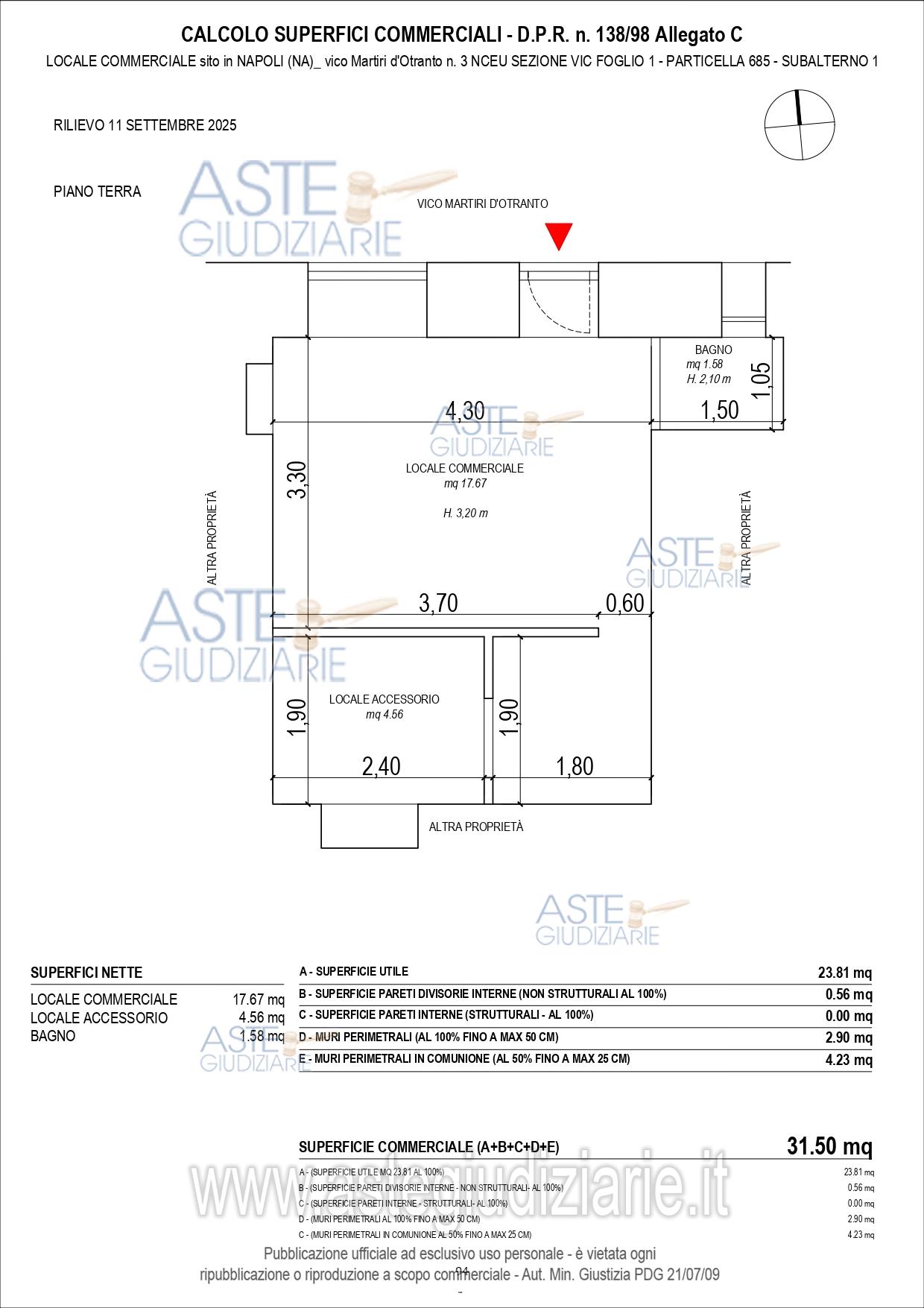 Planimetria del bene