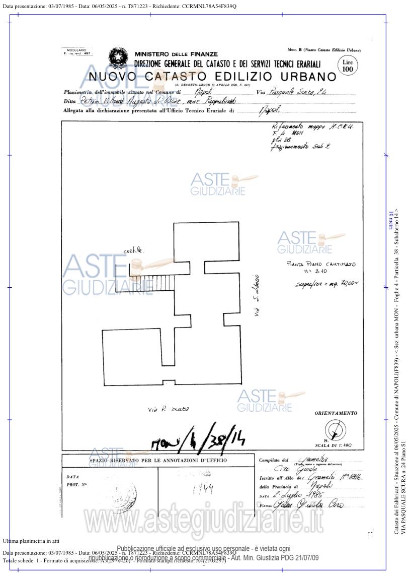 Planimetria del bene