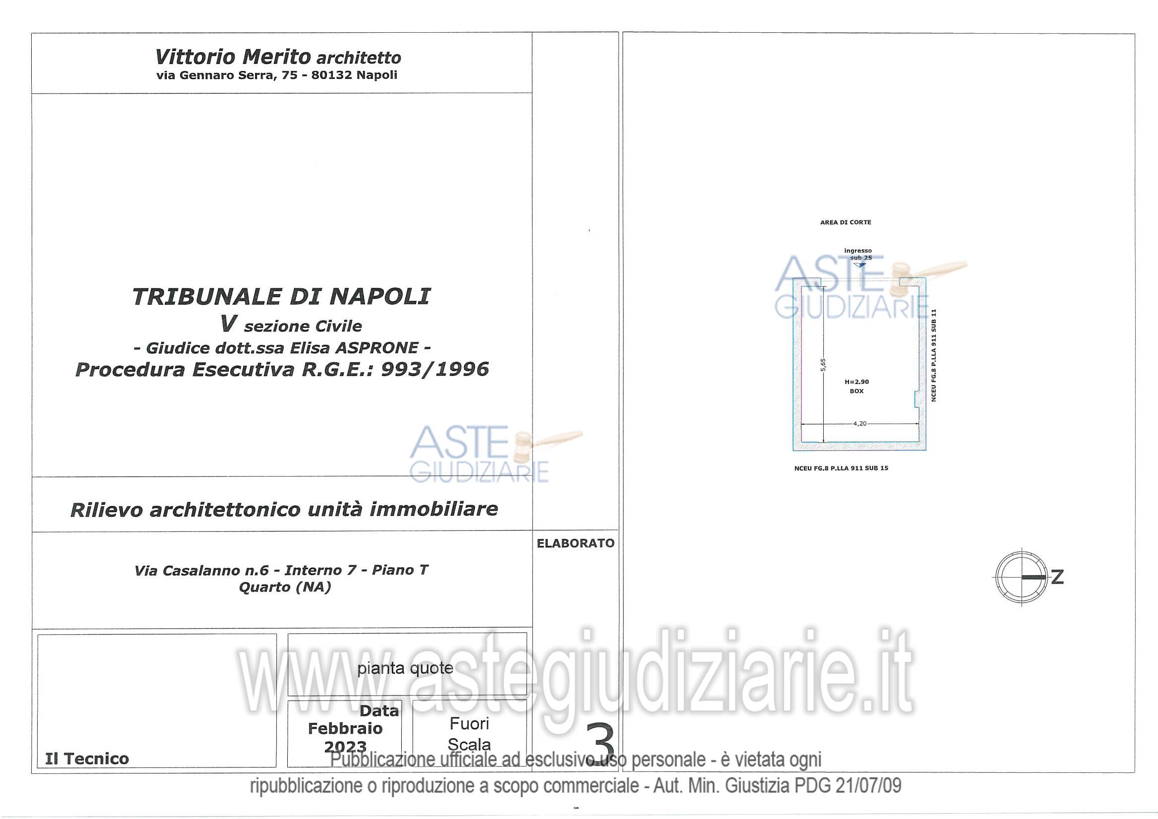 Planimetria del bene