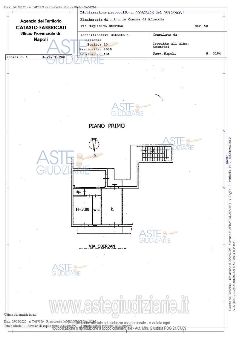 Planimetria del bene