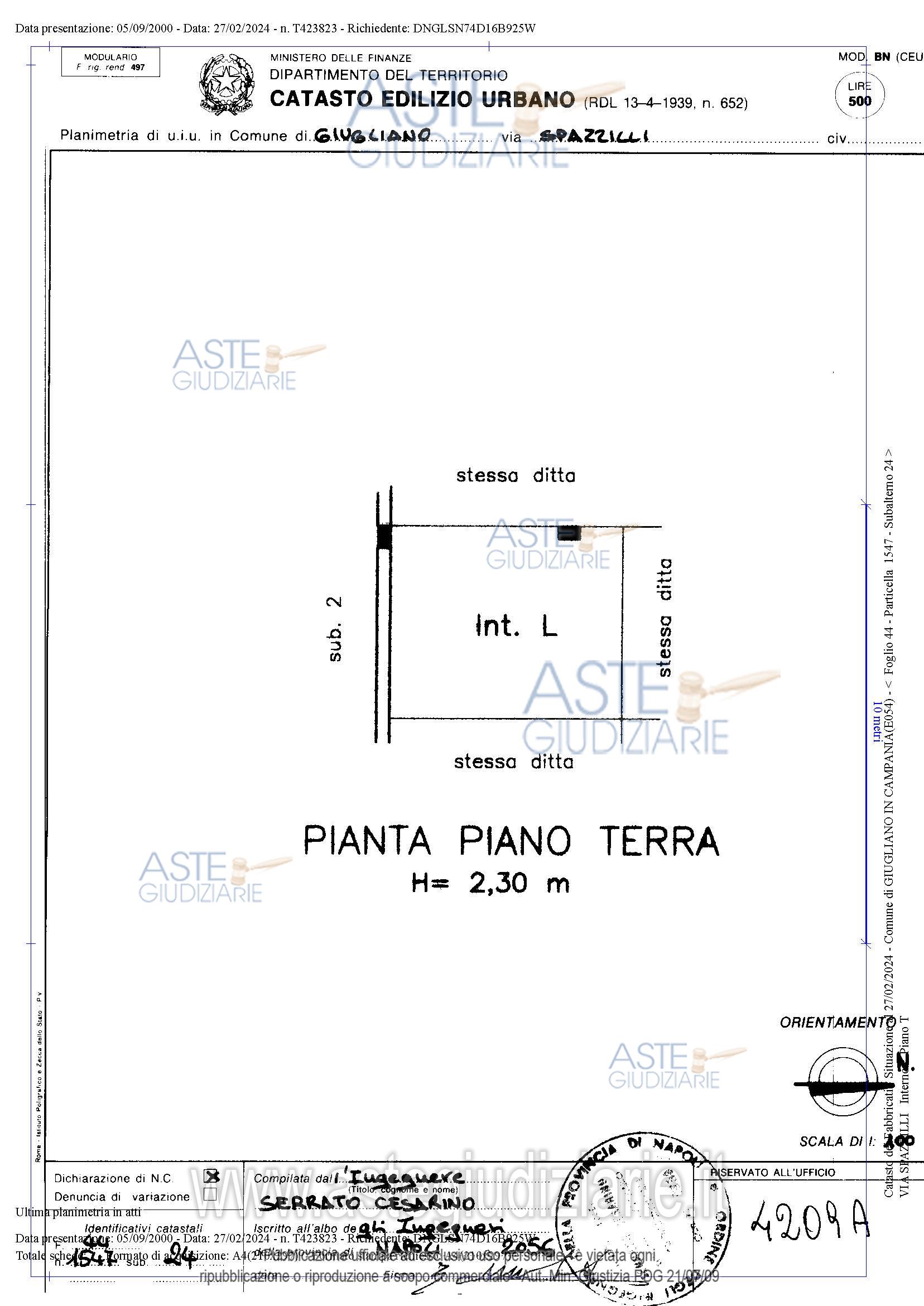 Planimetria del bene