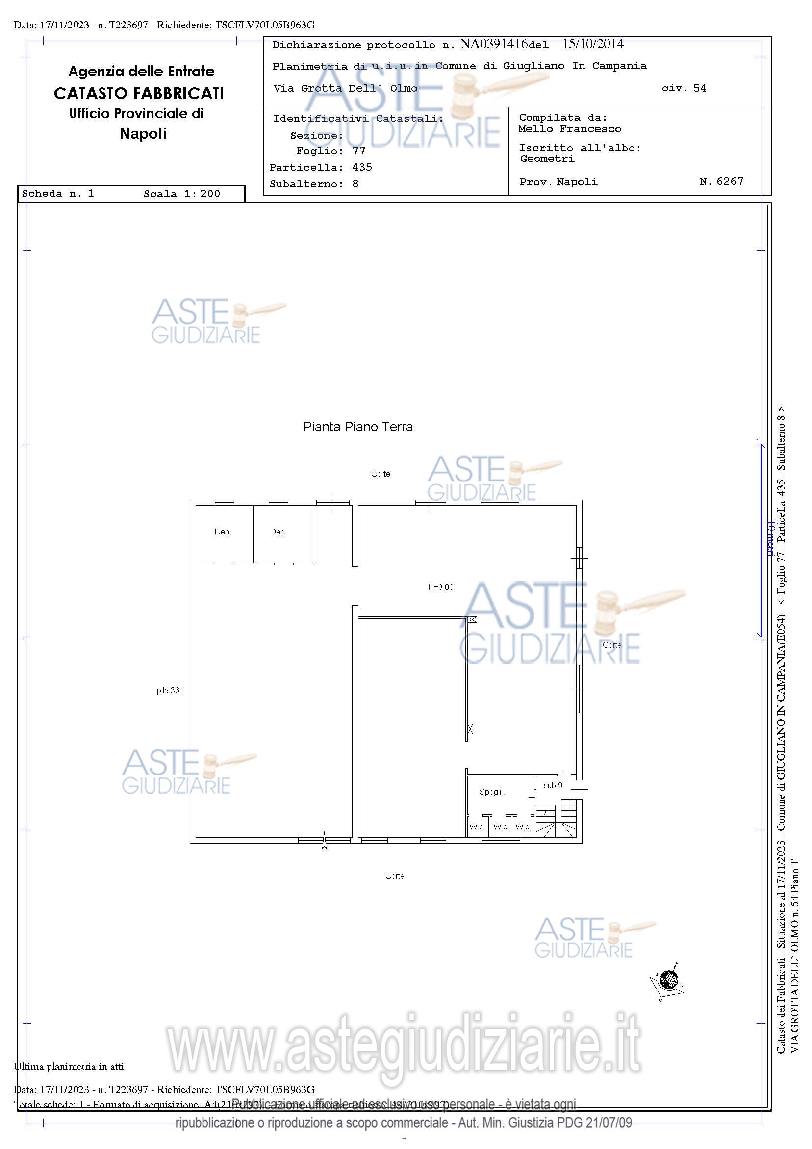 Planimetria del bene
