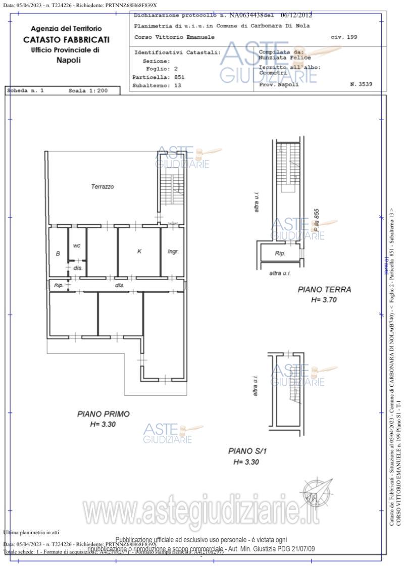 Planimetria del bene