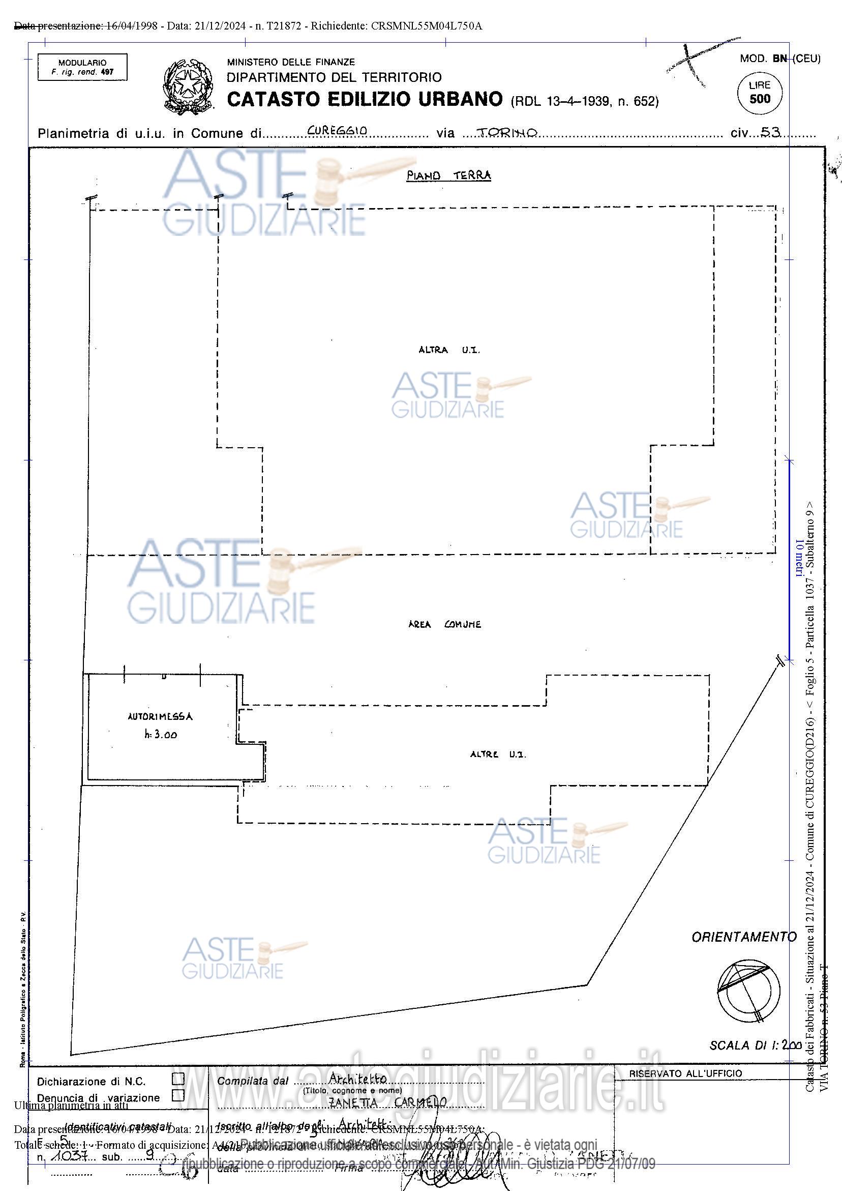 Planimetria del bene