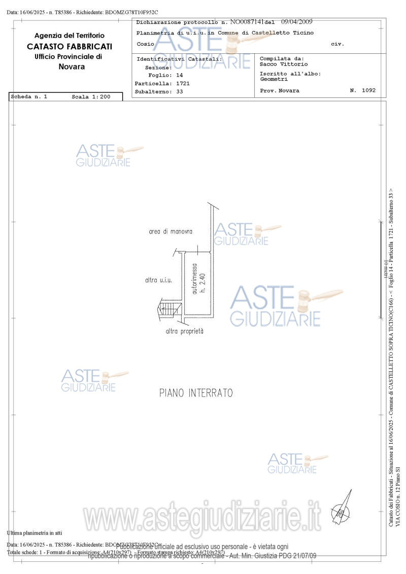 Planimetria del bene