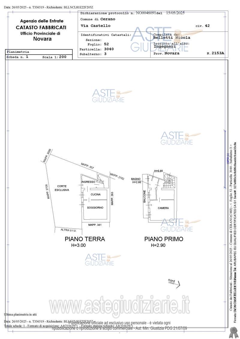 Planimetria del bene
