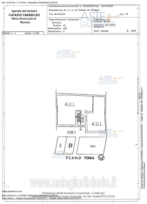 Planimetria del bene