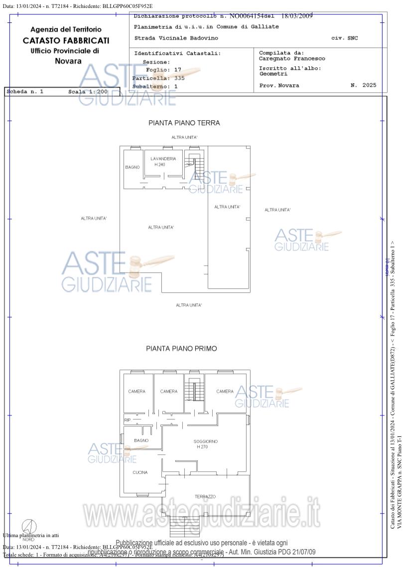 Planimetria del bene
