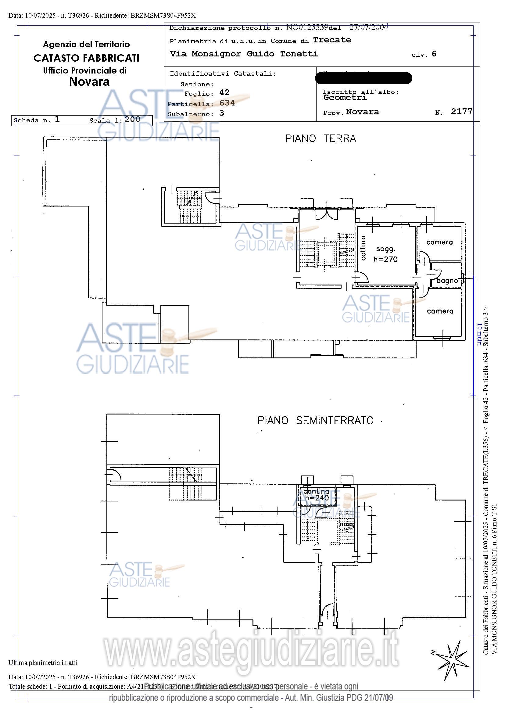 Planimetria del bene