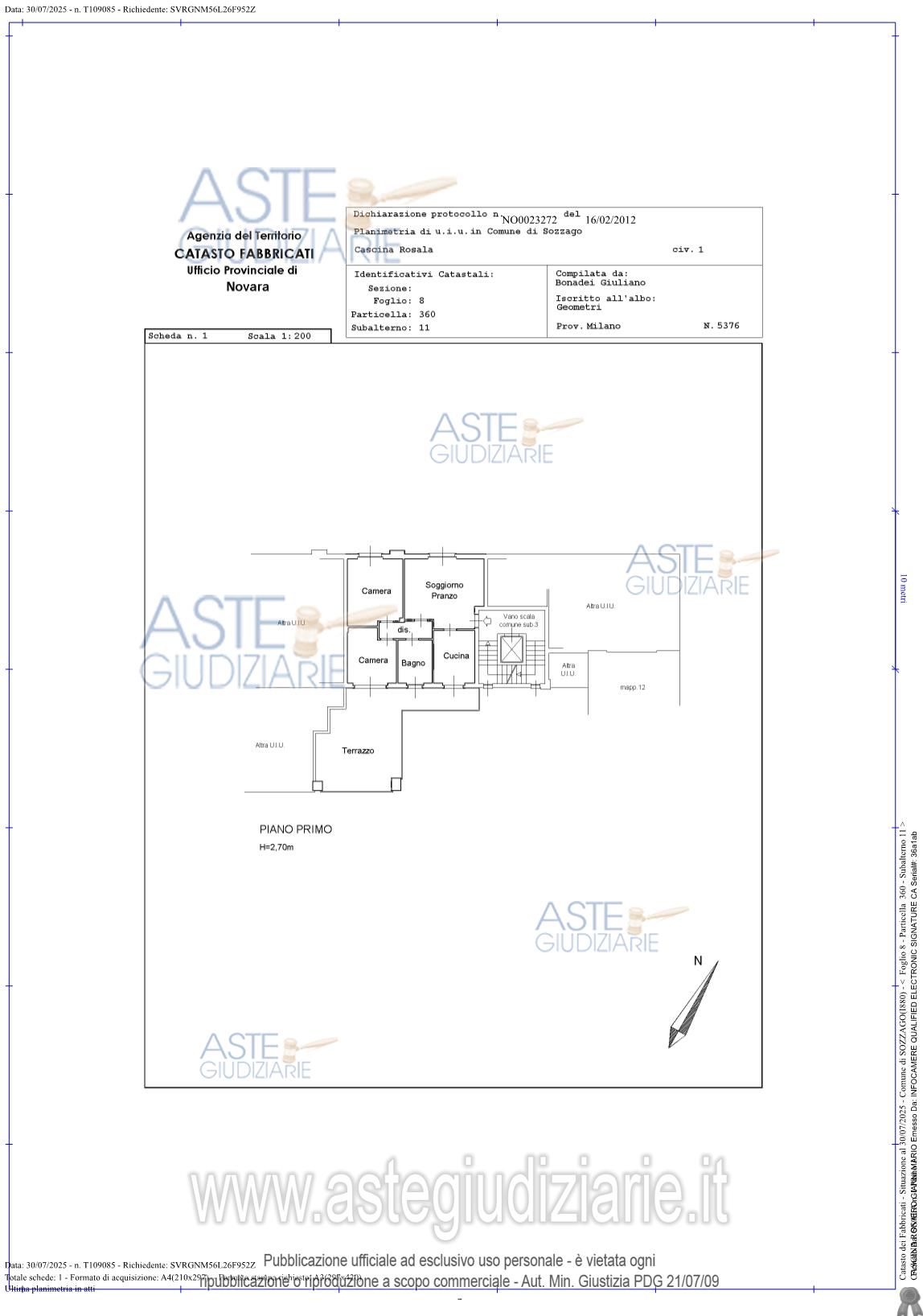 Planimetria del bene