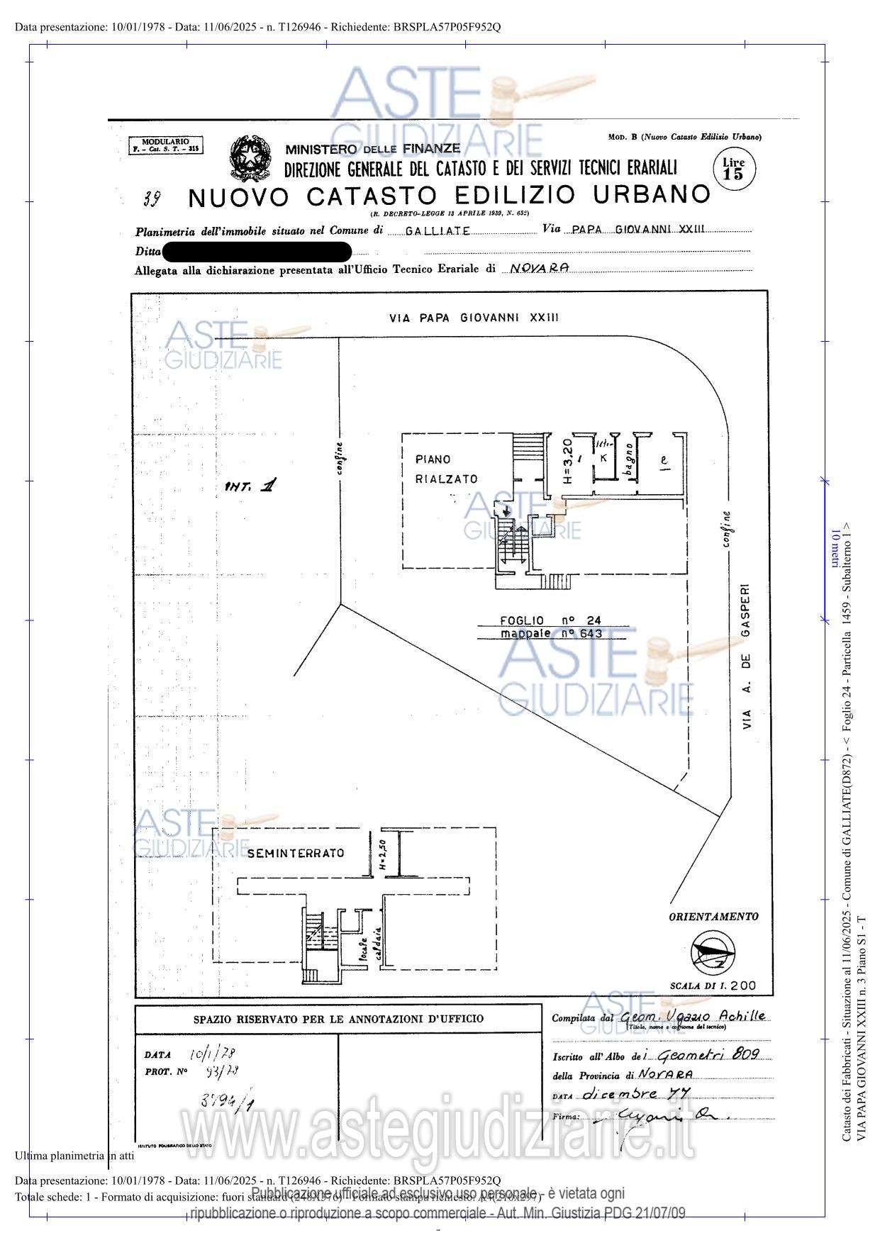 Planimetria del bene