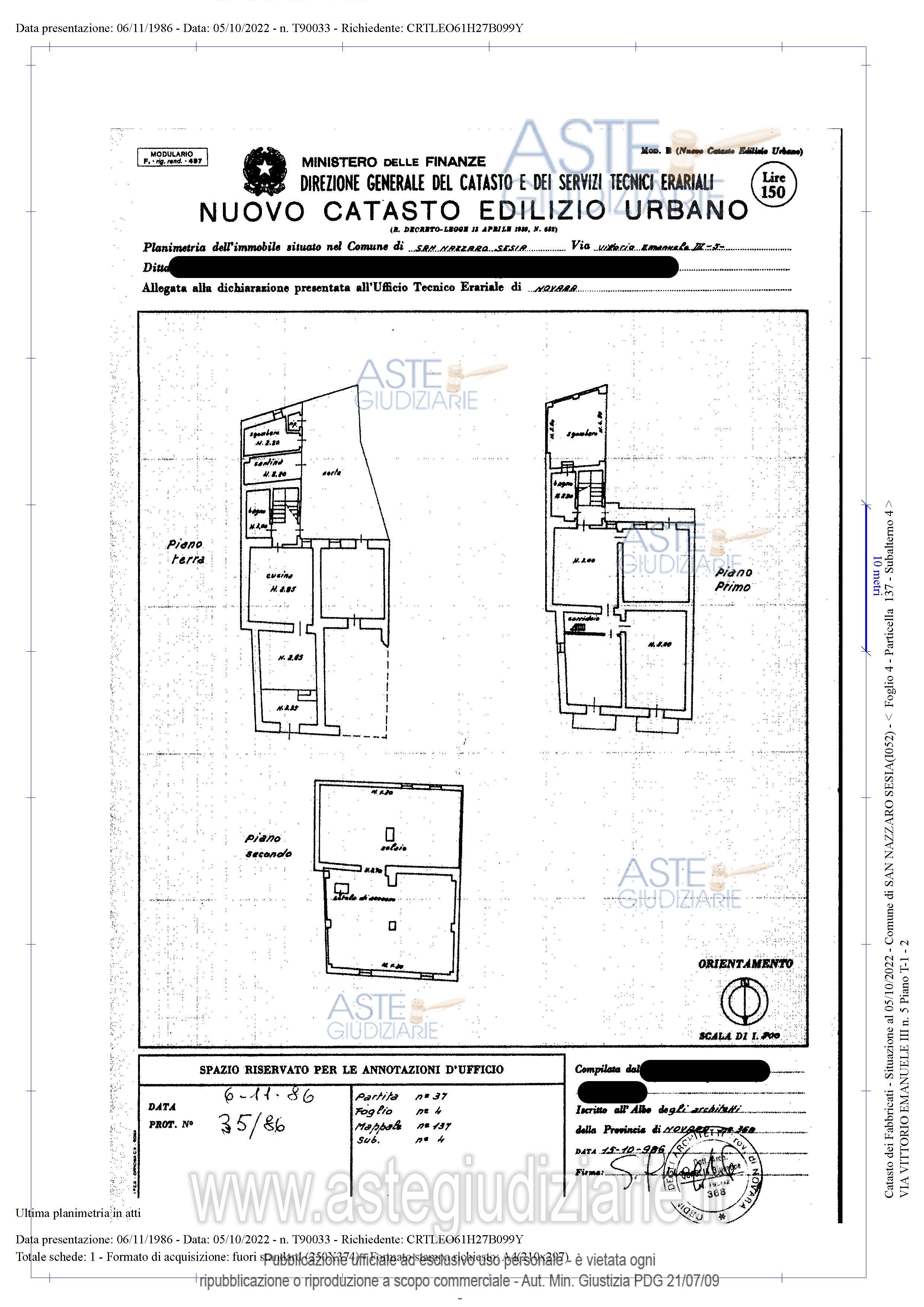 Planimetria del bene