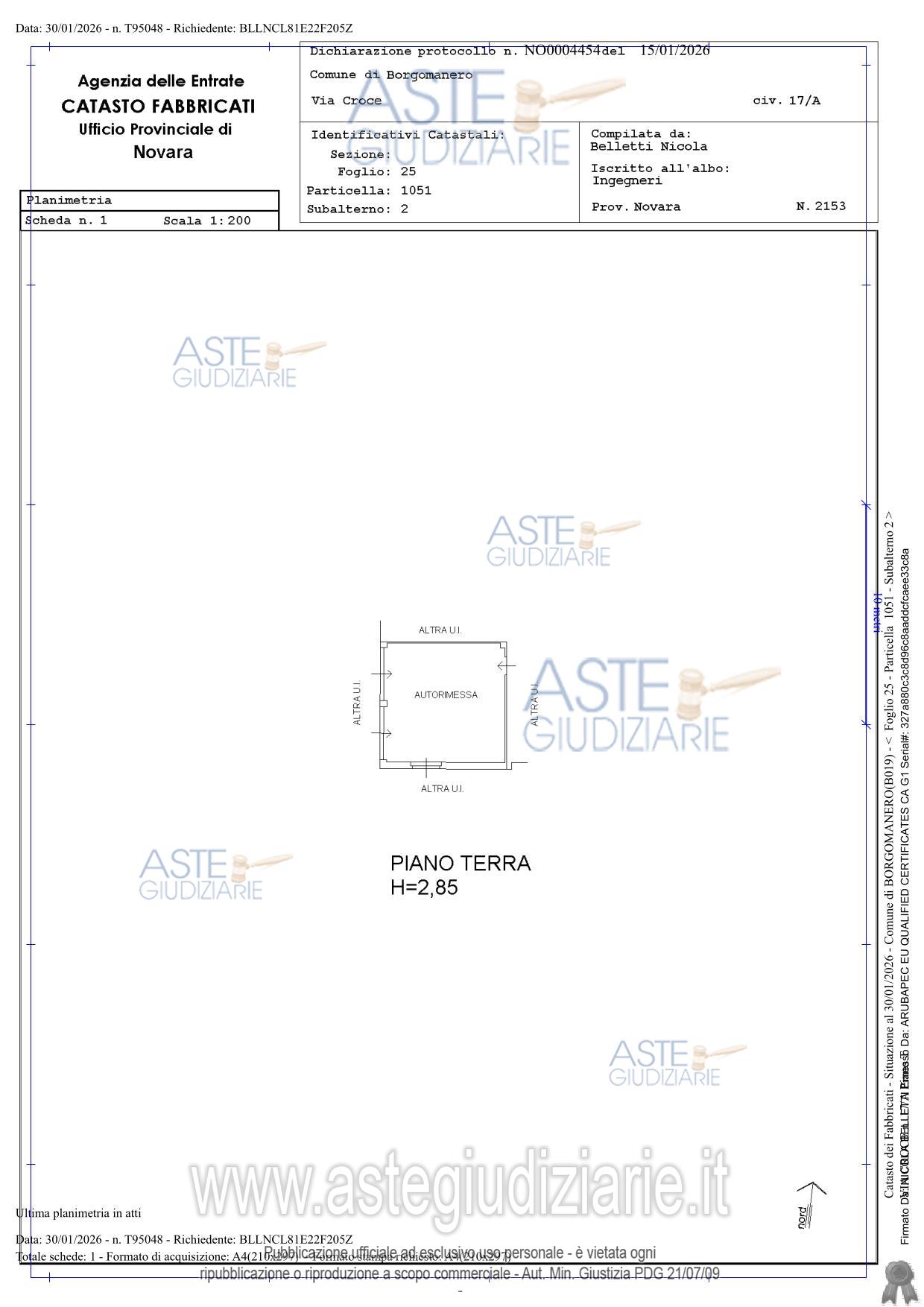 Planimetria del bene