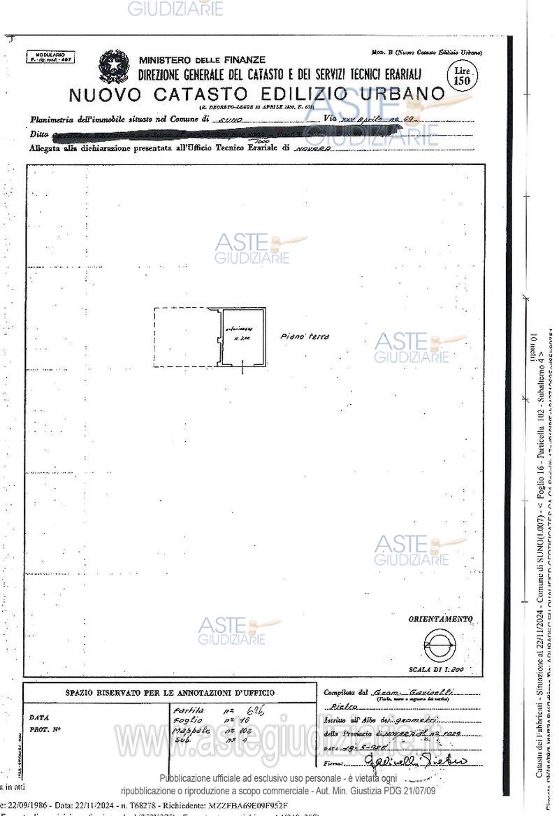 Planimetria del bene