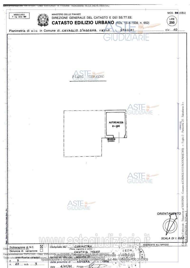 Planimetria del bene