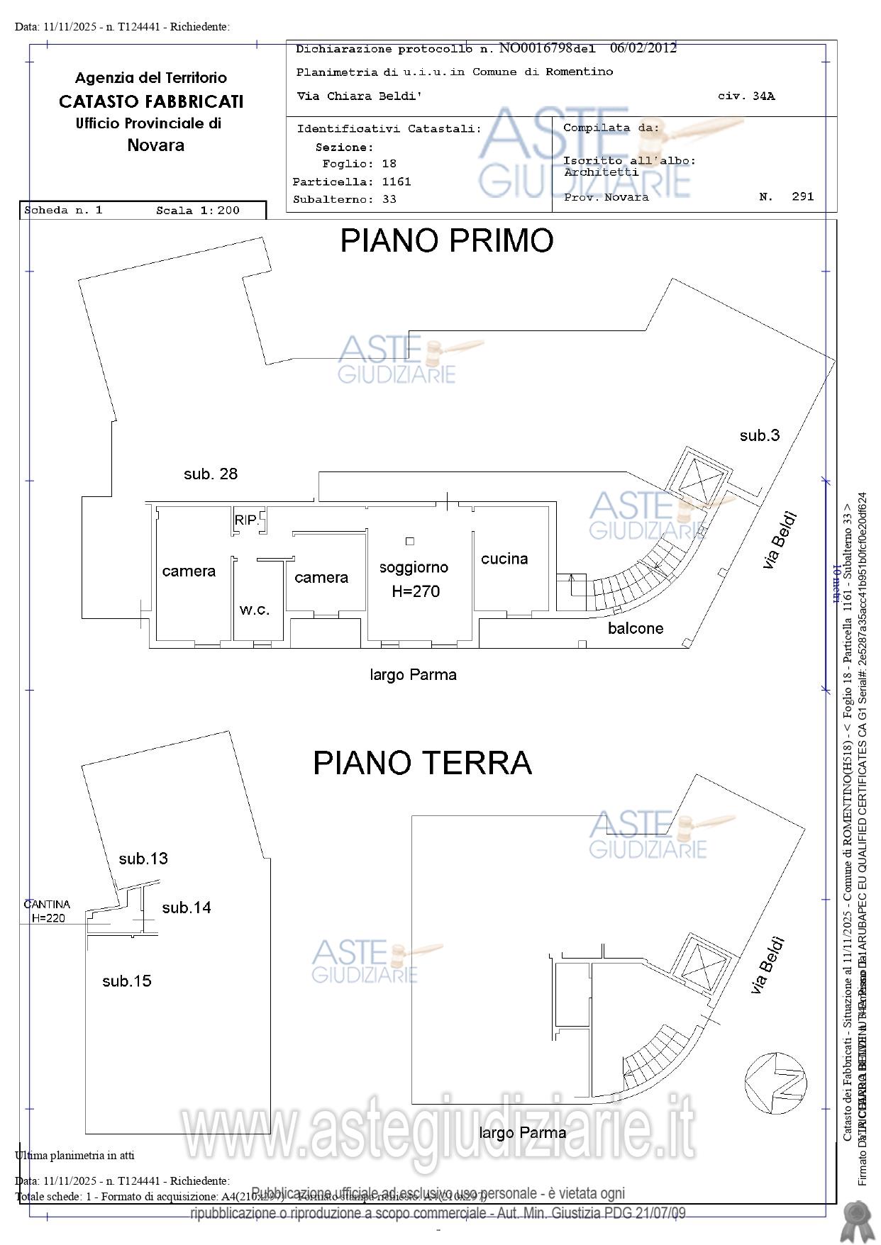 Planimetria del bene