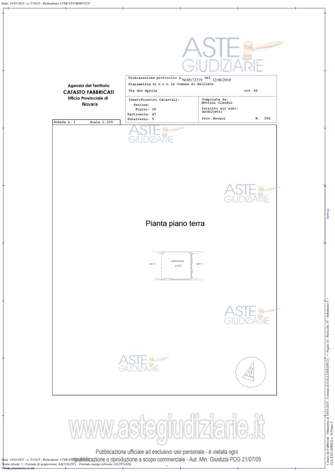 Planimetria del bene