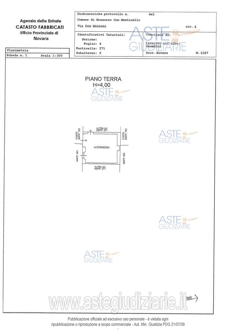 Planimetria del bene