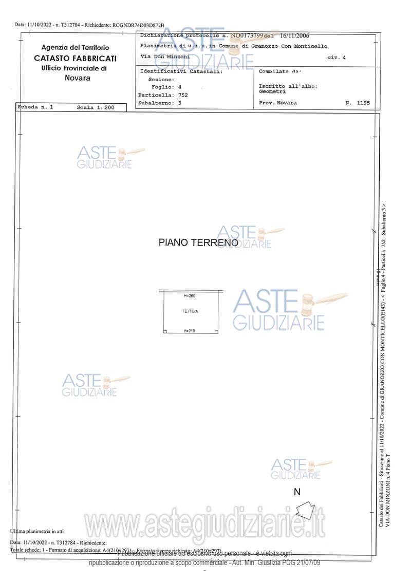 Planimetria del bene