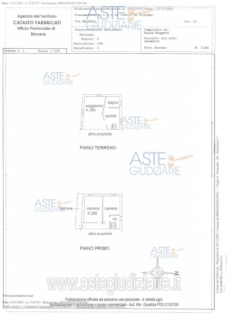 Planimetria del bene