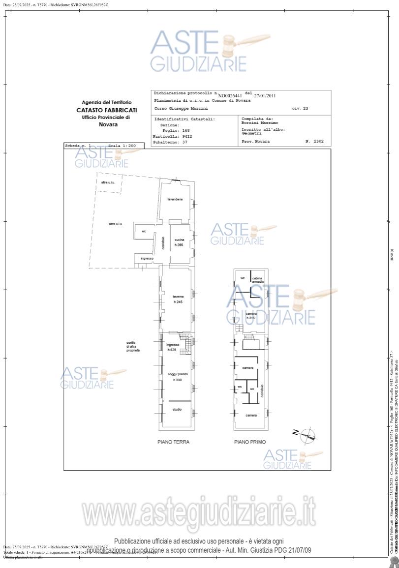 Planimetria del bene