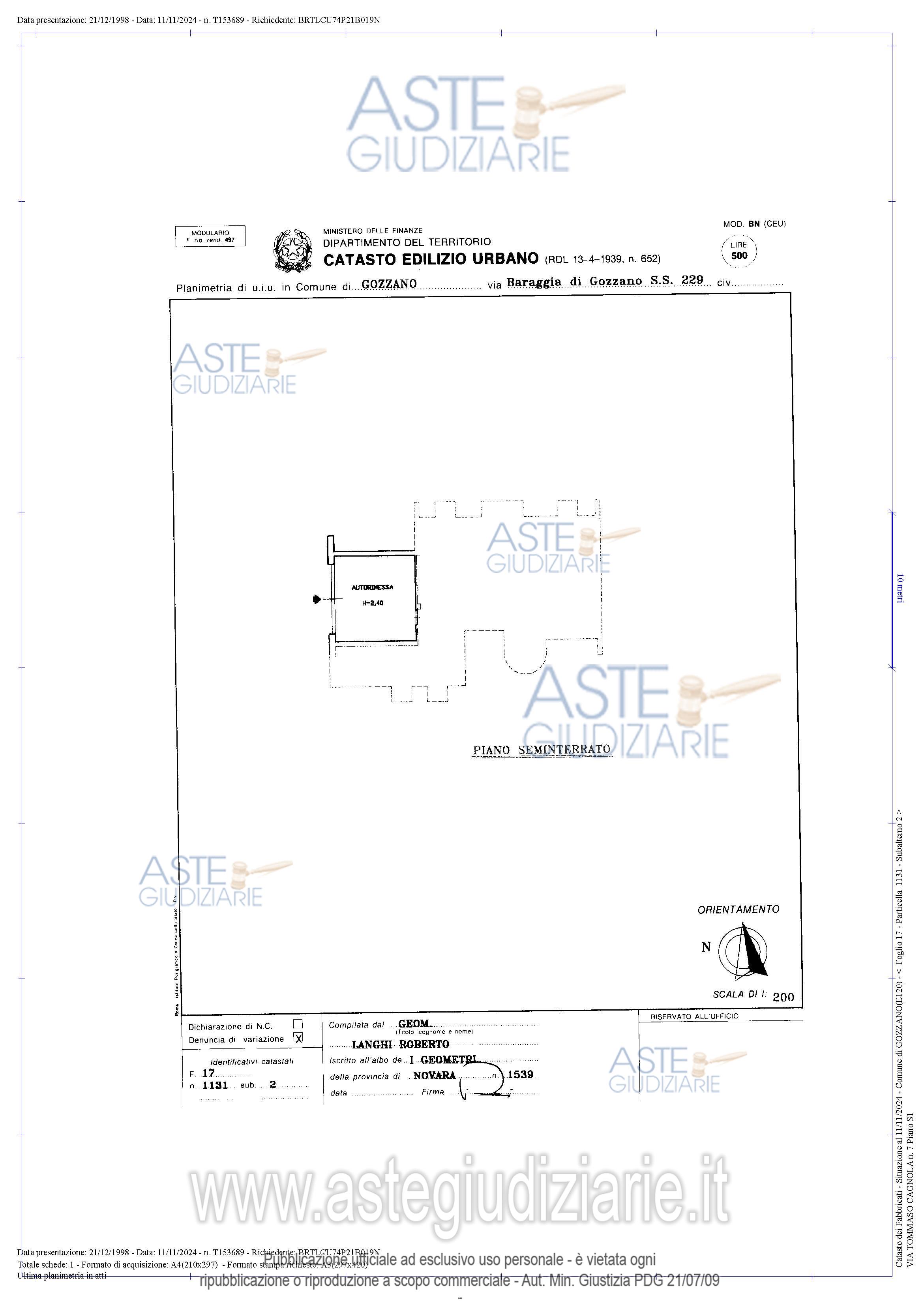 Planimetria del bene