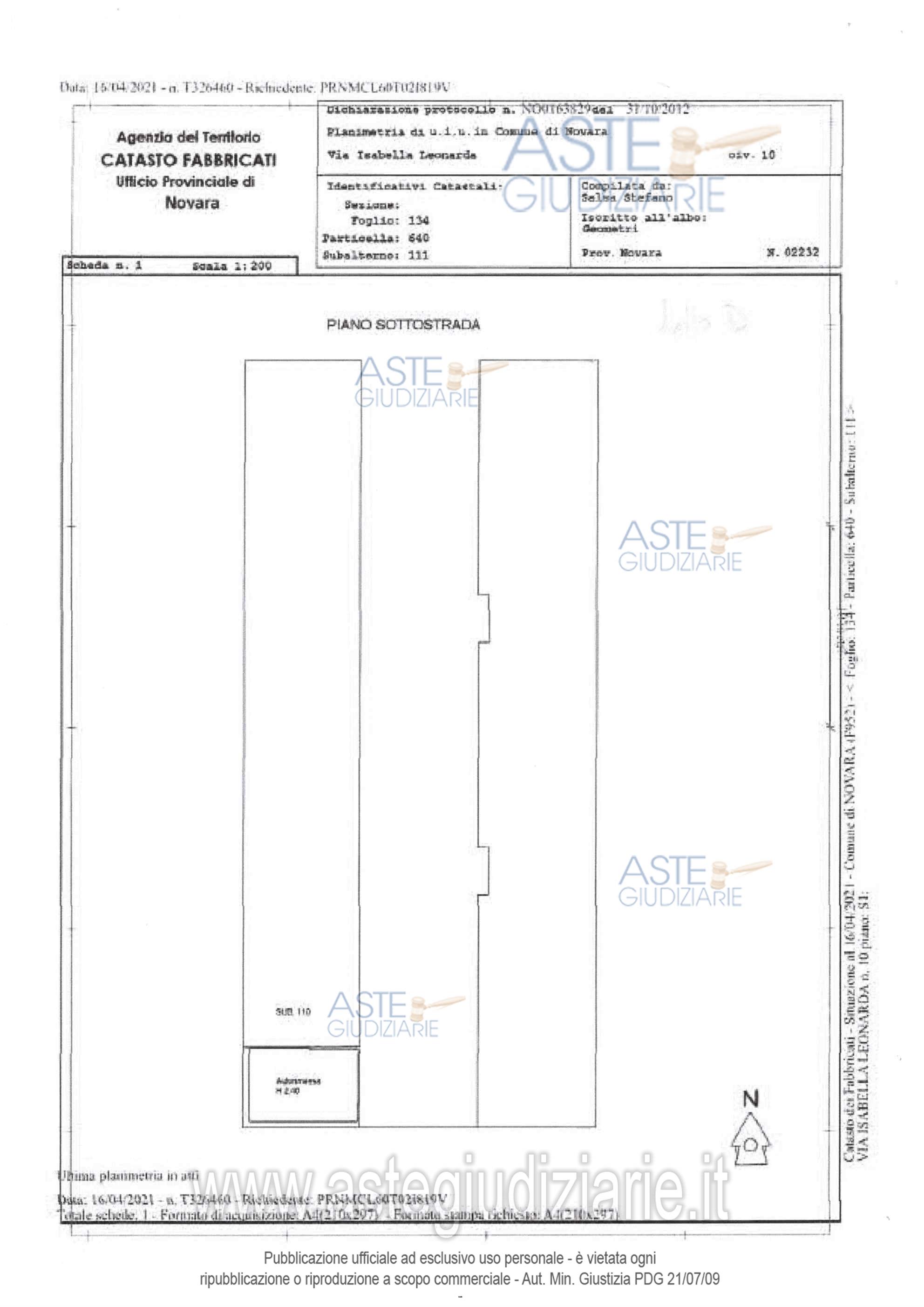 Planimetria del bene