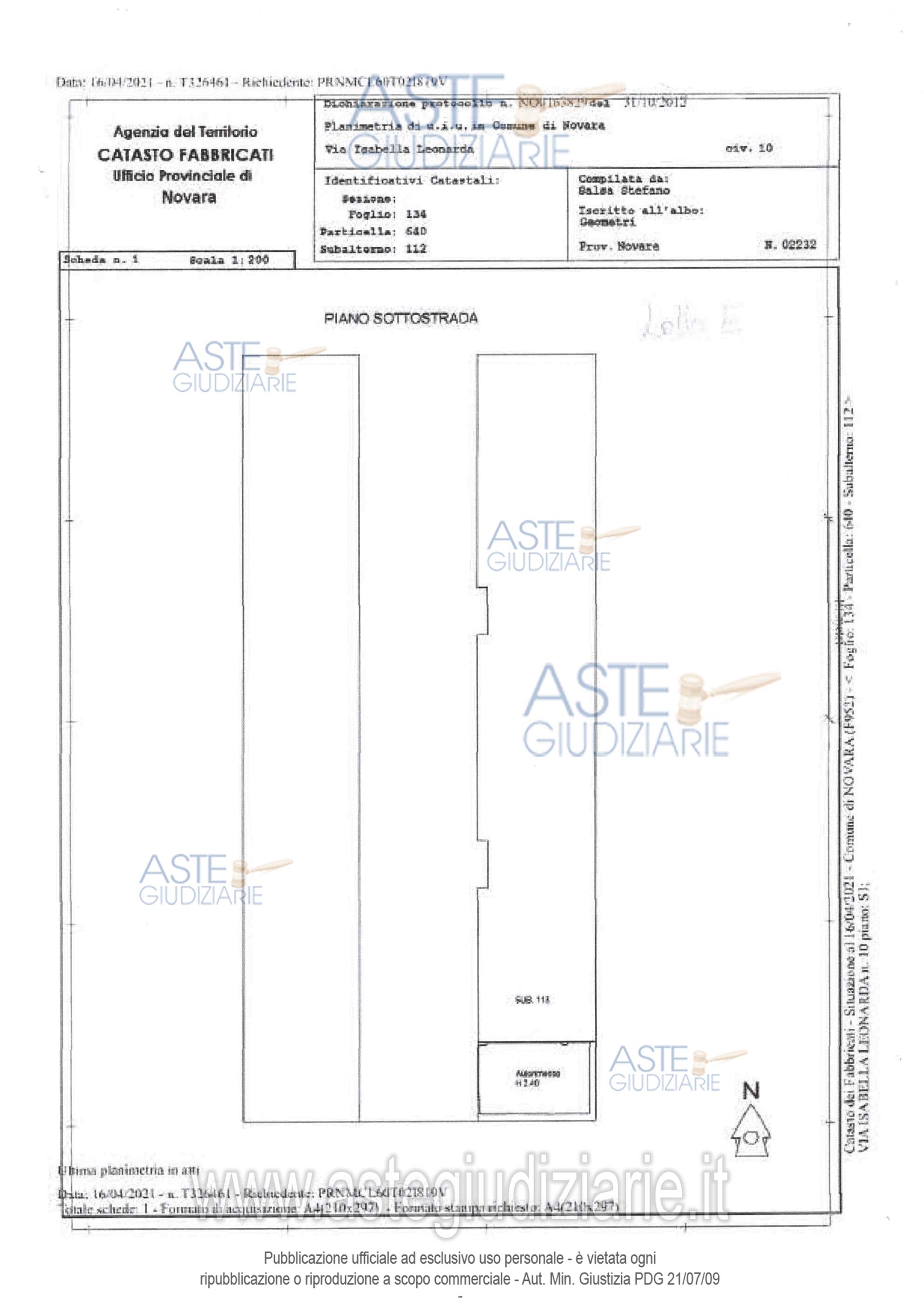 Planimetria del bene