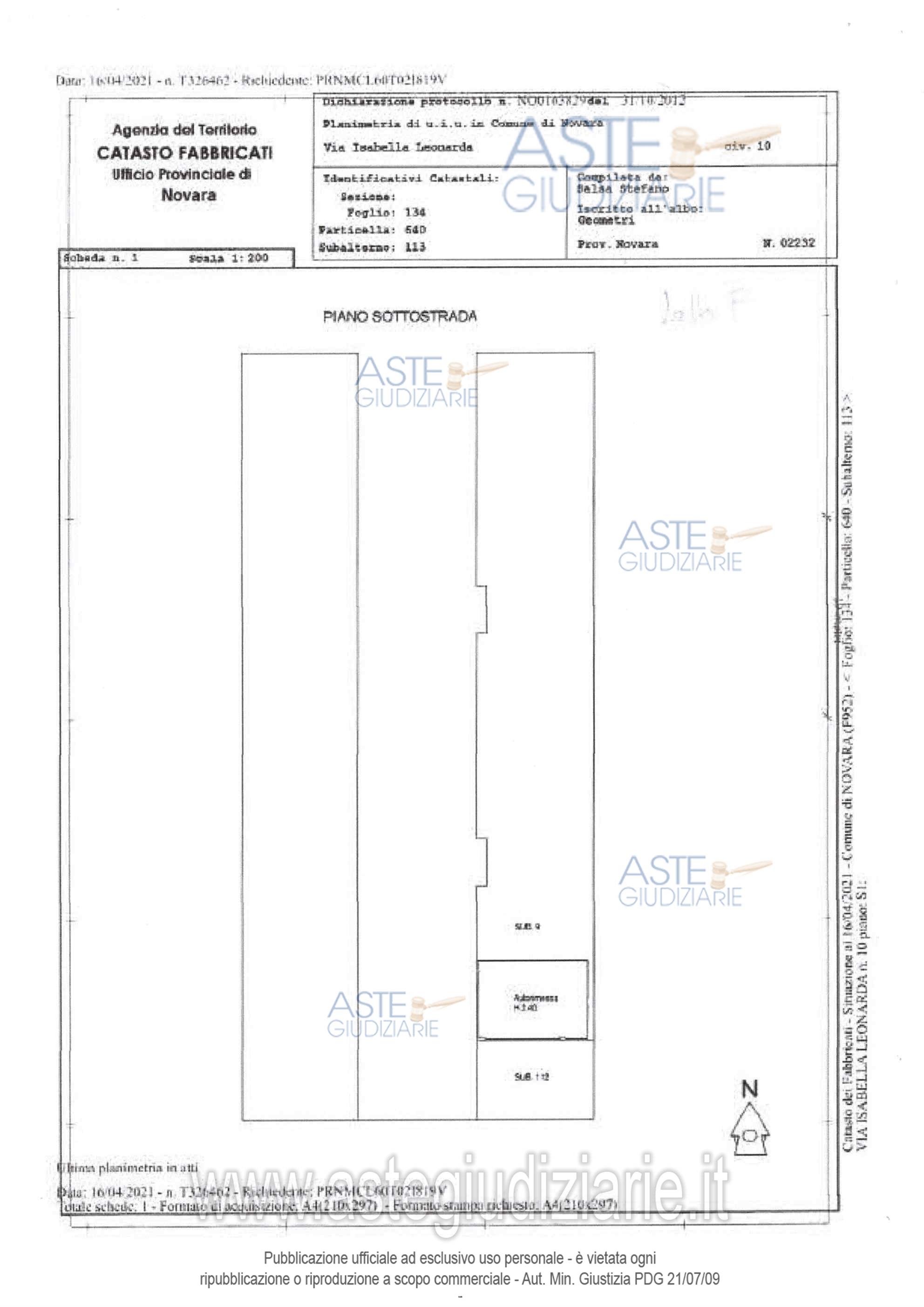 Planimetria del bene