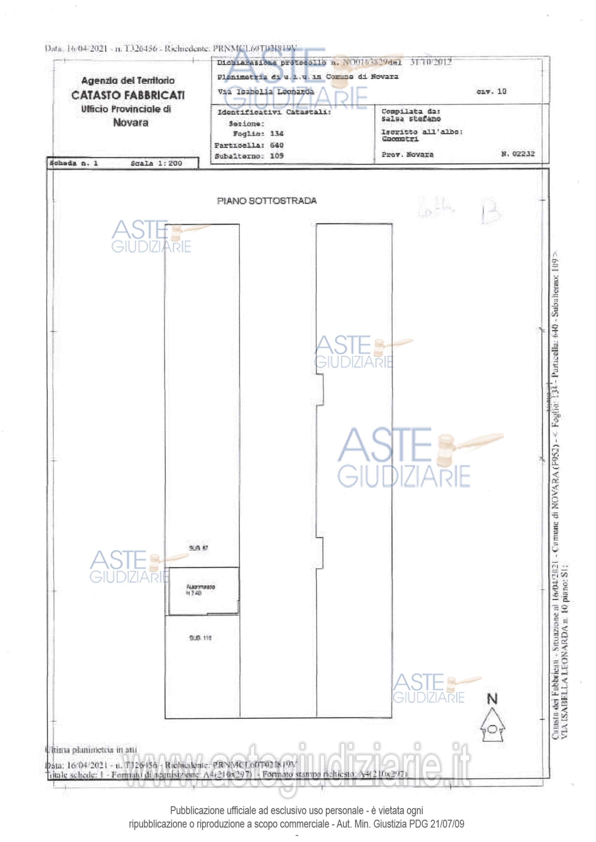 Planimetria del bene