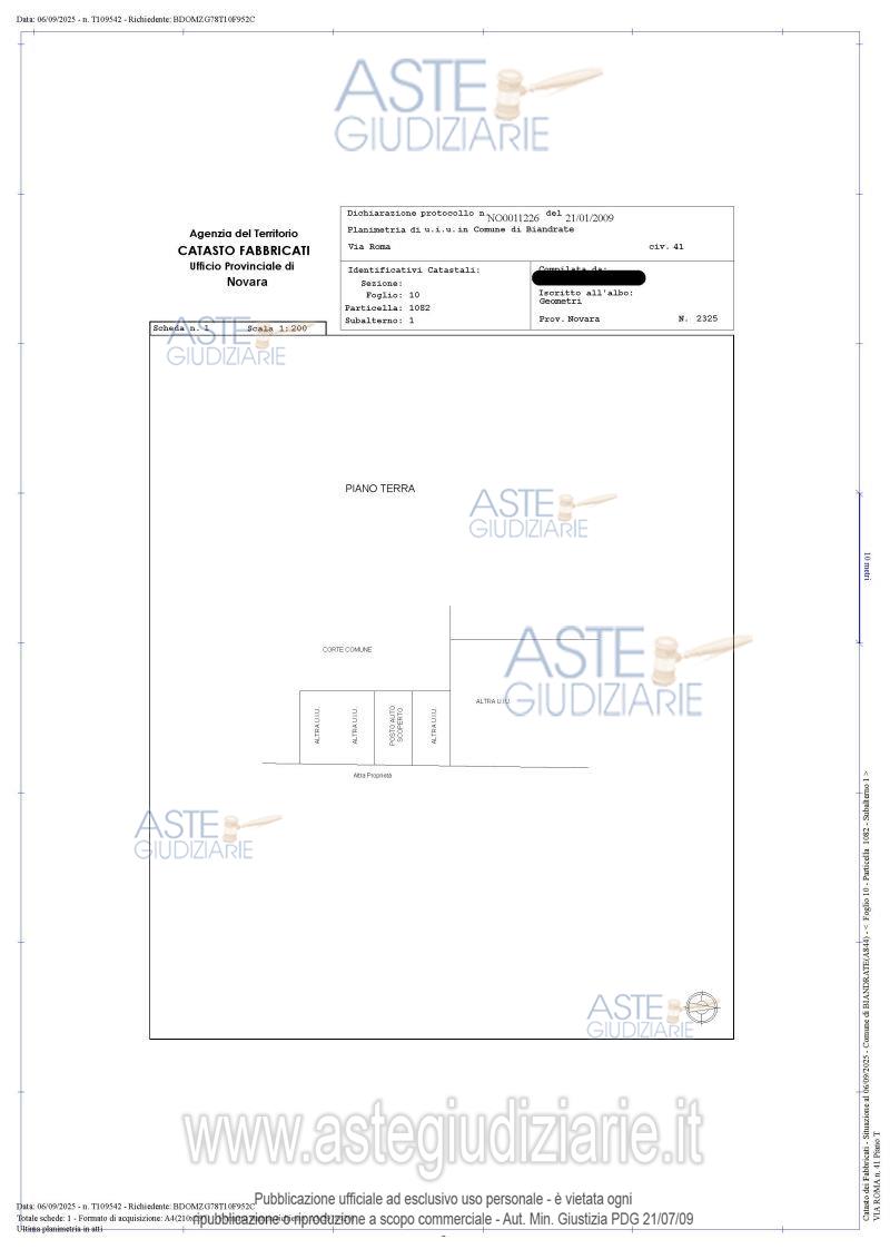 Planimetria del bene