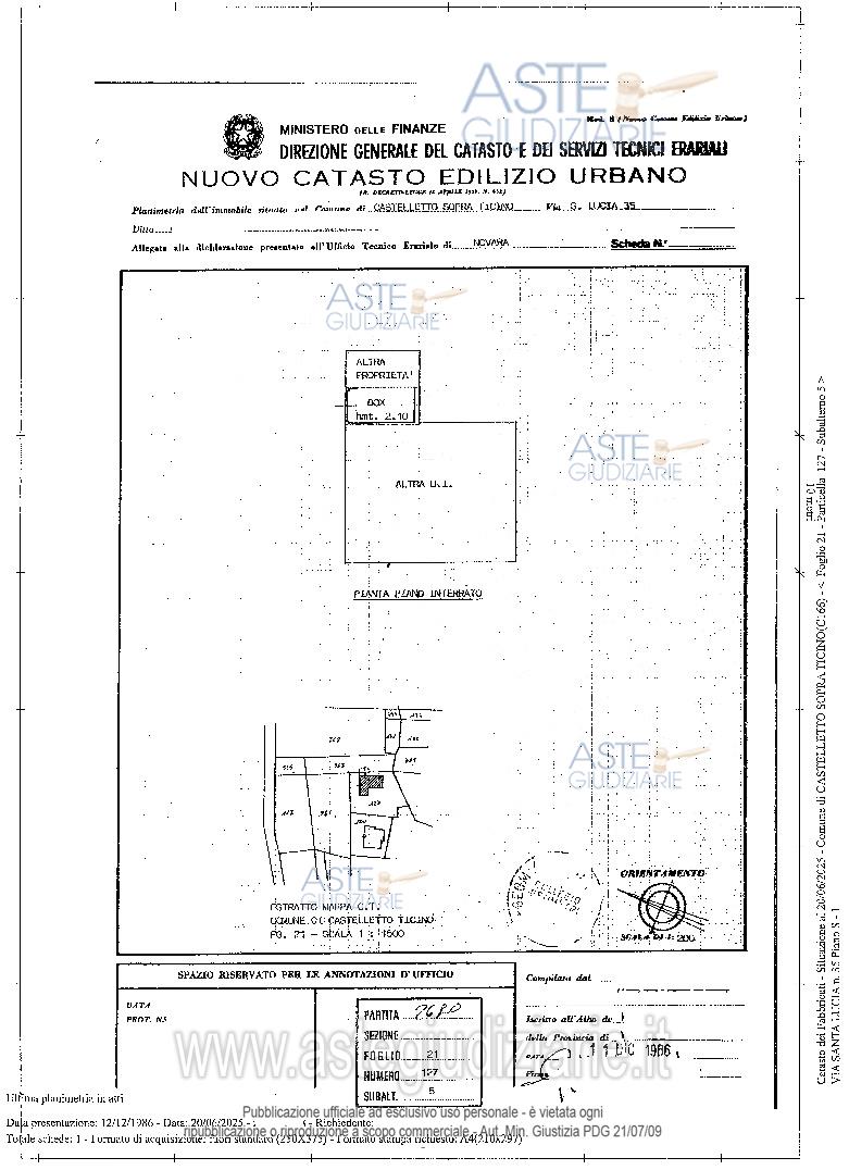 Planimetria del bene