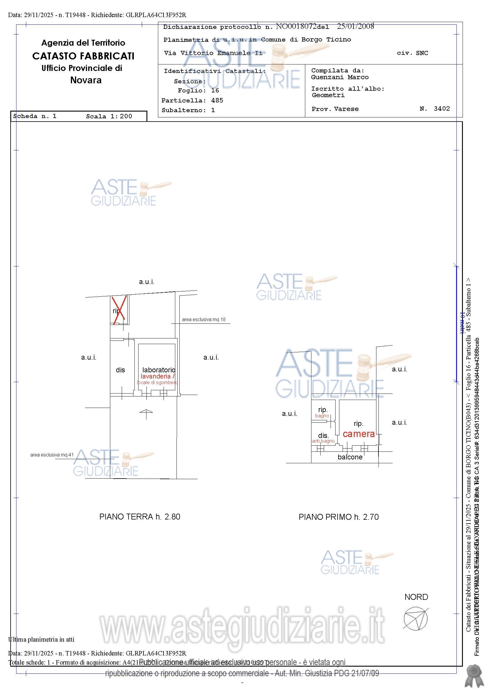 Planimetria del bene