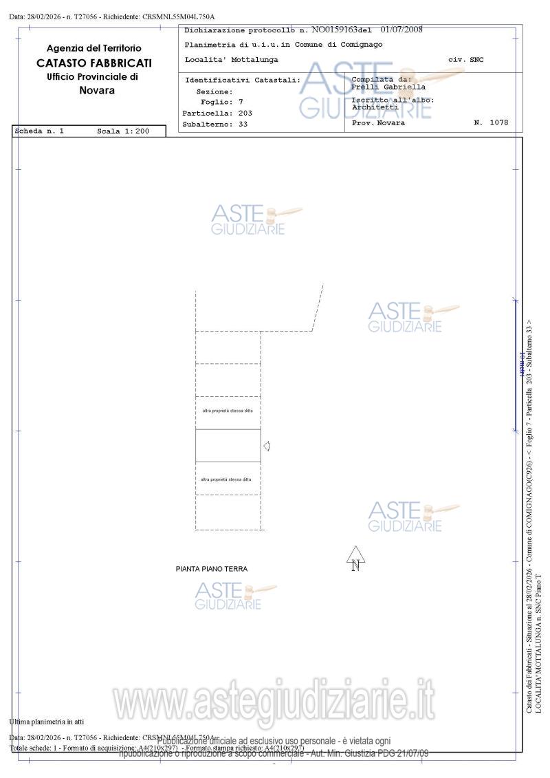 Planimetria del bene
