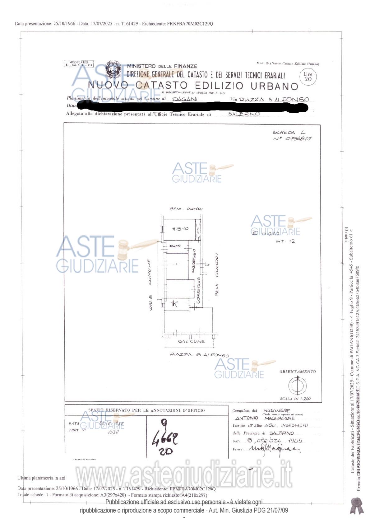 Planimetria del bene