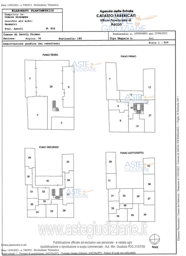 Planimetria del bene