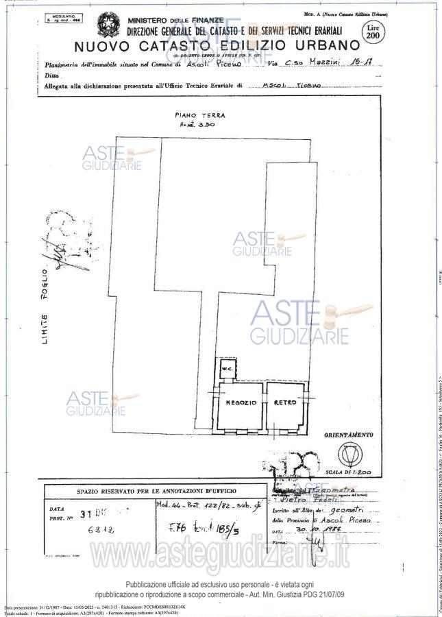 Planimetria del bene