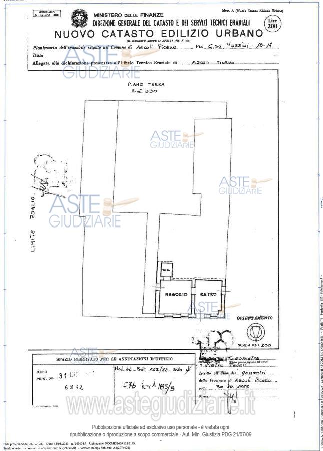 Planimetria del bene