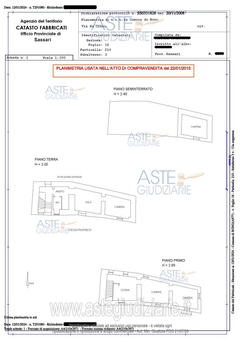 Planimetria del bene