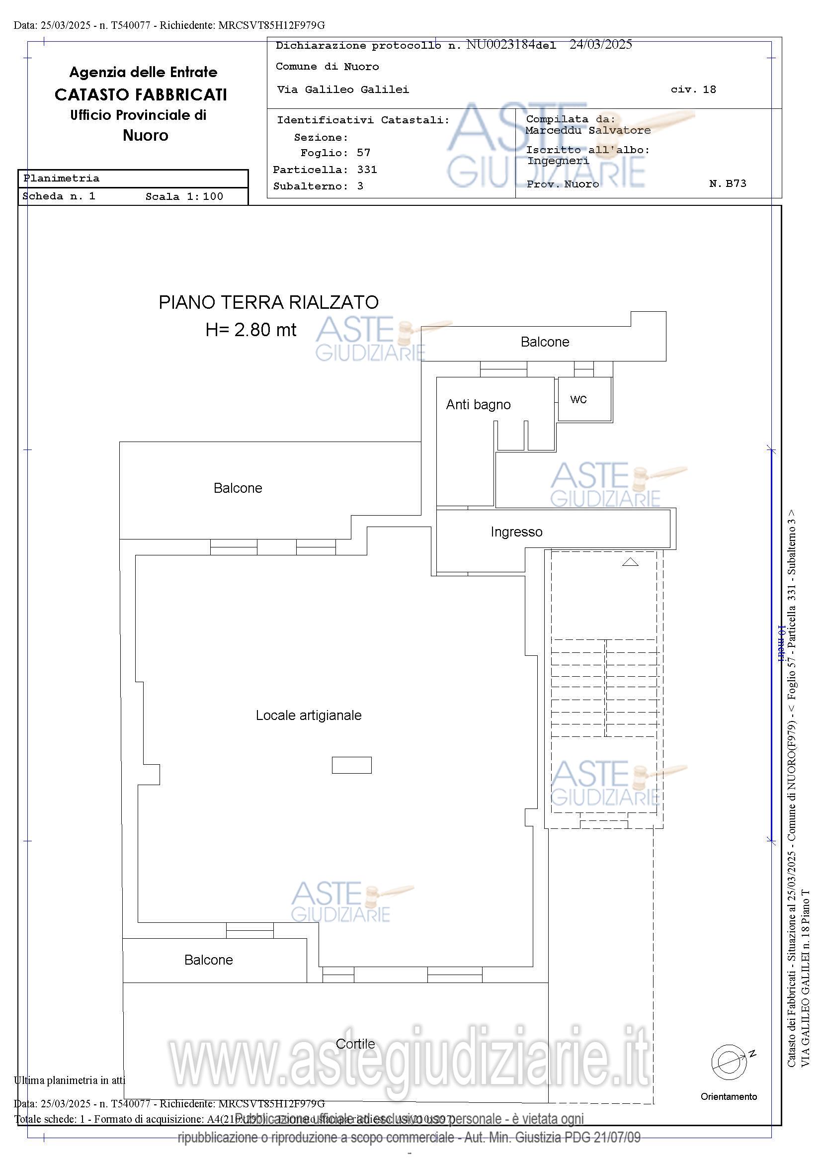 Planimetria del bene