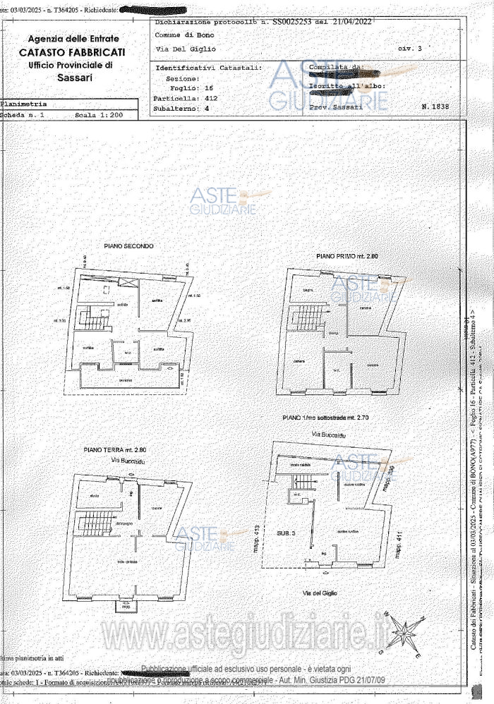 Planimetria del bene