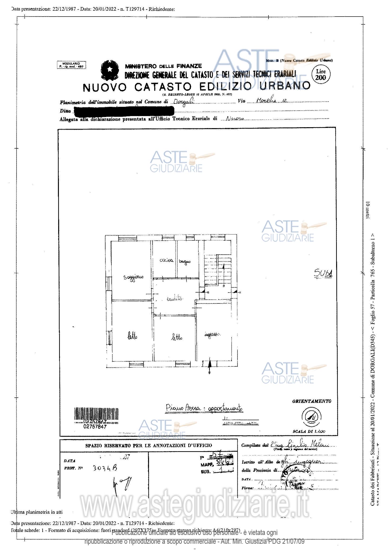 Planimetria del bene