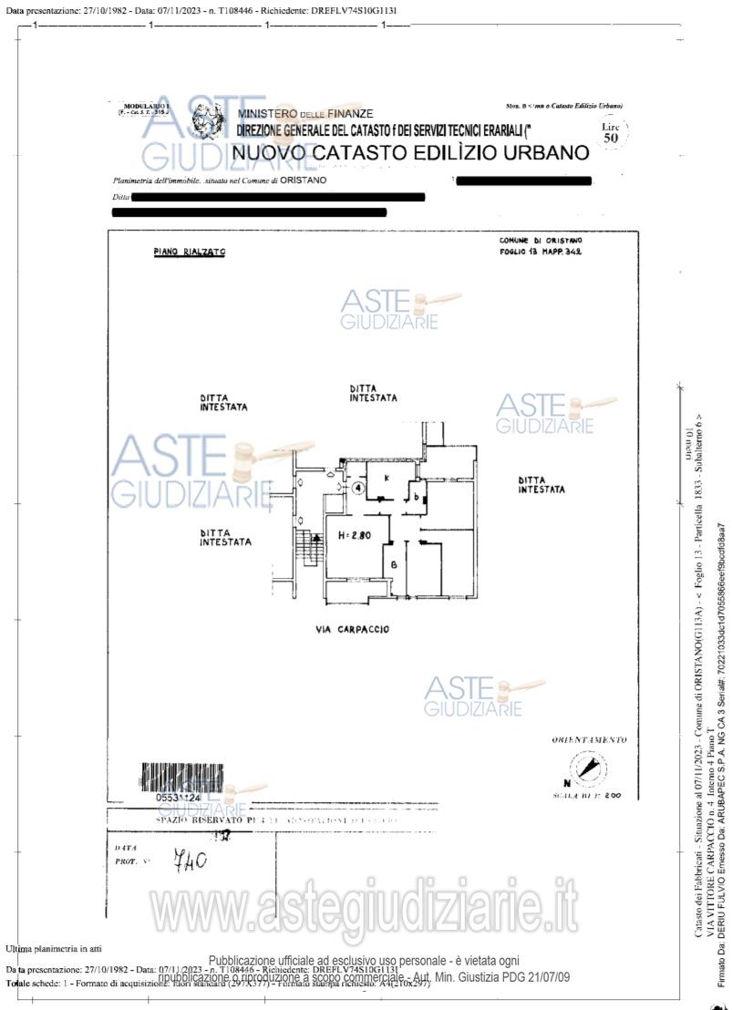 Planimetria del bene