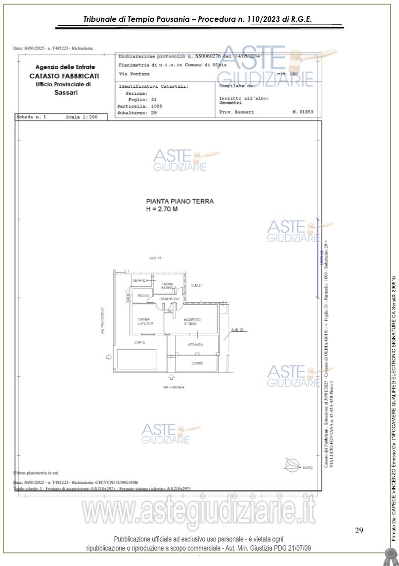 Planimetria del bene