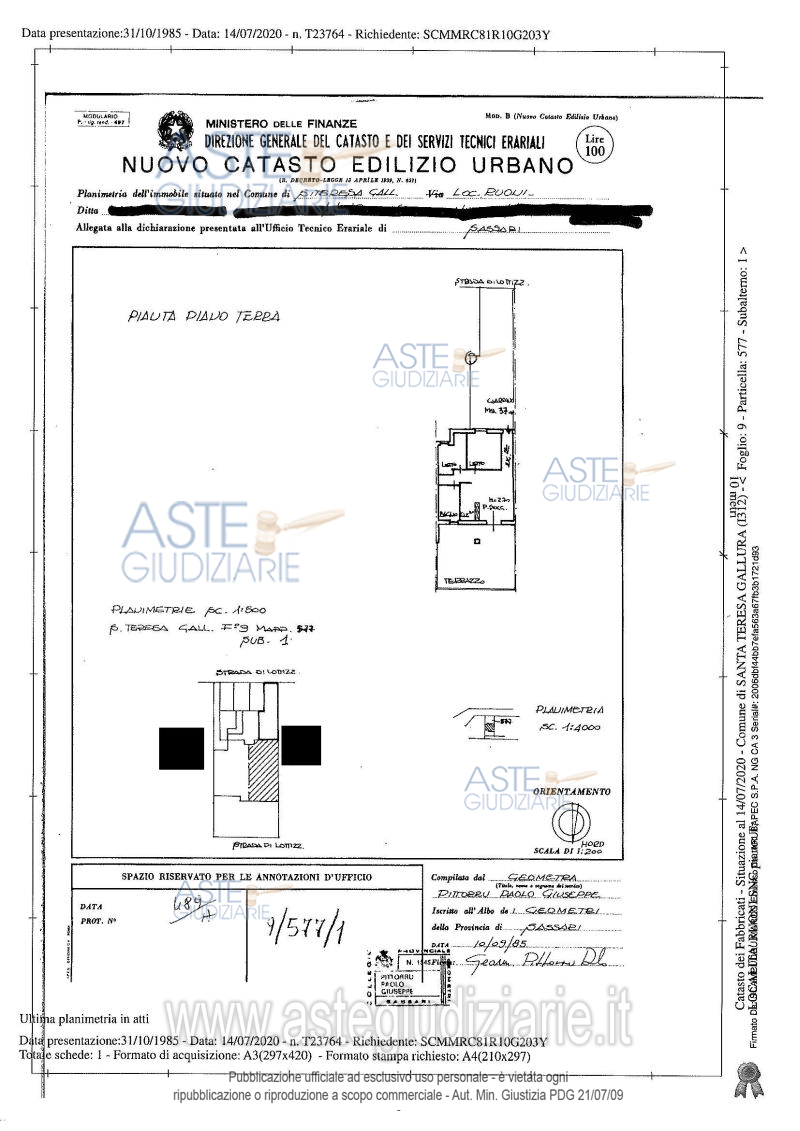 Planimetria del bene