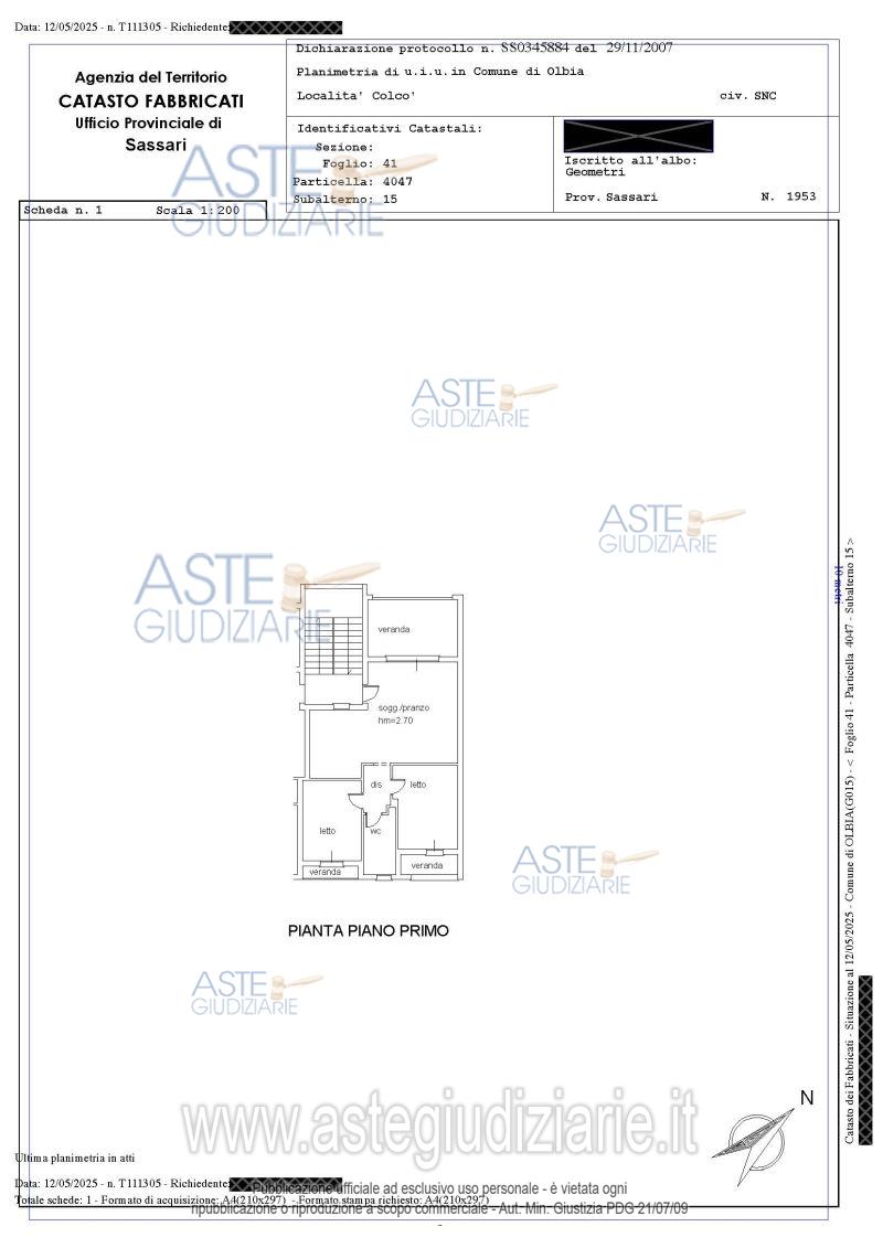 Planimetria del bene