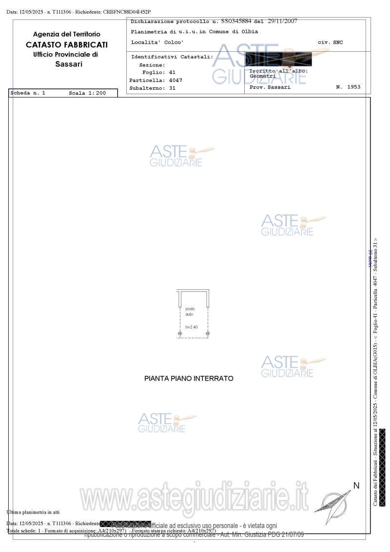 Planimetria del bene